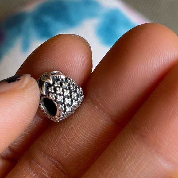 Retired PANDORA Silver Sparkling Pineapple Charm with Clear CZ Stones EUC - Picture 8 of 9